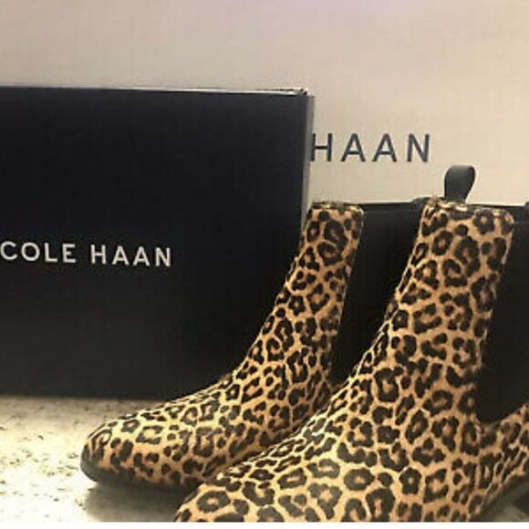 NWT Cole Haan Newburg Calf Hair Leopard Print Bootie - Picture 1 of 7